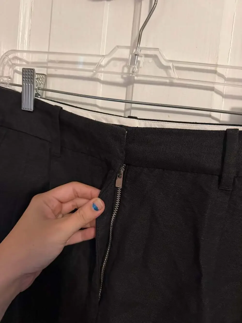 Aritzia The Effortless Pant Black Linen-Blend Wide Leg Trousers Size 6